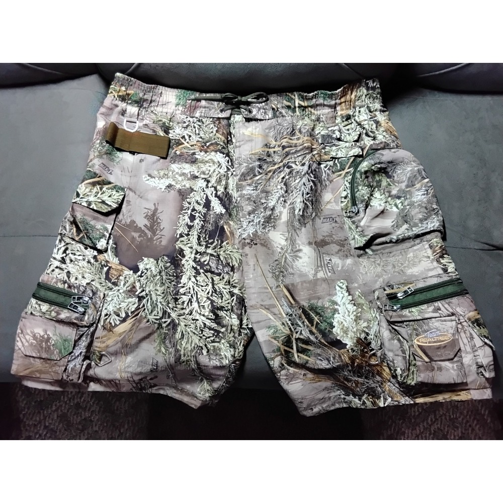 Team Realtree Advantage Max-1 Camo Cargo Shorts Mens Large Tactical Hunting Mesh